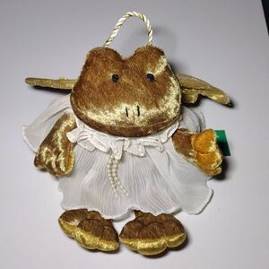 Russ Berrie & Co. Angelique Stuffed Frog Angel Victorian Grace White Dress 9”